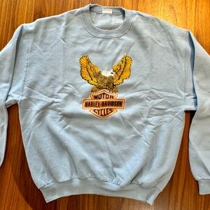 Vintage 1980’s pale blue Harley Davidson graphic crewneck.